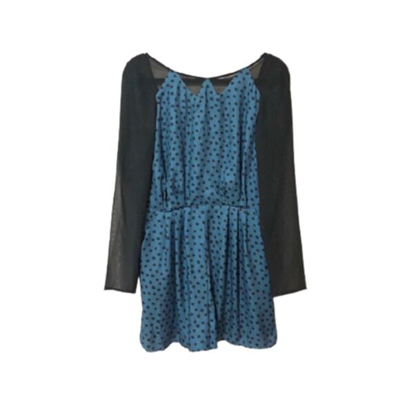 BCBGeneration Size 10 Midnight Haze/Black Polka Dot Romper $118 NWT - Picture 1 of 5